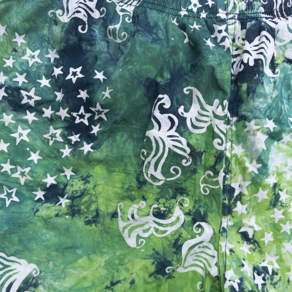Vintage Jimmy'Z Tie Dye Swim Trunks-Large-Stars-Drawstring-Pockets-4" Inseam - Picture 6 of 8